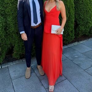 Simkhai orange sequoia Pleated Gown